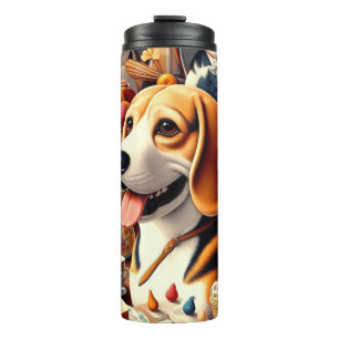 Retro Schattigee Beagle Illustratie Thermosbeker