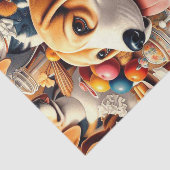 Retro Schattigee Beagle Illustratie Tissuepapier (Detail)