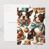 Retro Schattigee Boston Terrier Illustratie Briefkaart (Voorkant / Achterkant)