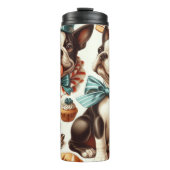 Retro Schattigee Boston Terrier Illustratie Thermosbeker (Voorkant)