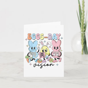 Retro Schattigee Bunny Eggs Ray Vision Nurse Paasd Kaart