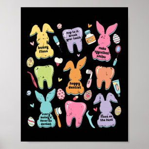 Retro Schattigee Bunny Teeth Tandheelkundige Squad Poster