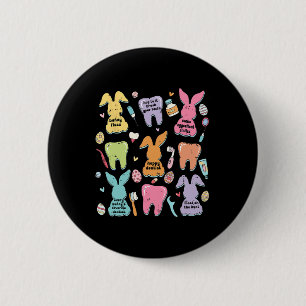 Retro Schattigee Bunny Teeth Tandheelkundige Squad Ronde Button 5,7 Cm