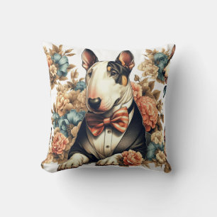 Retro Schattigee Floral Bull Terrier Kussen
