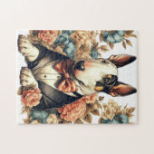 Retro Schattigee Floral Bull Terrier Legpuzzel (Horizontaal)