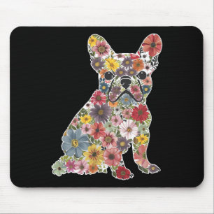 Retro Schattigee Franse Bulldog Floral Pet Dog Ani Muismat