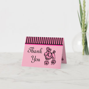 Retro Schattigee Franse roze poedel bedankkaart