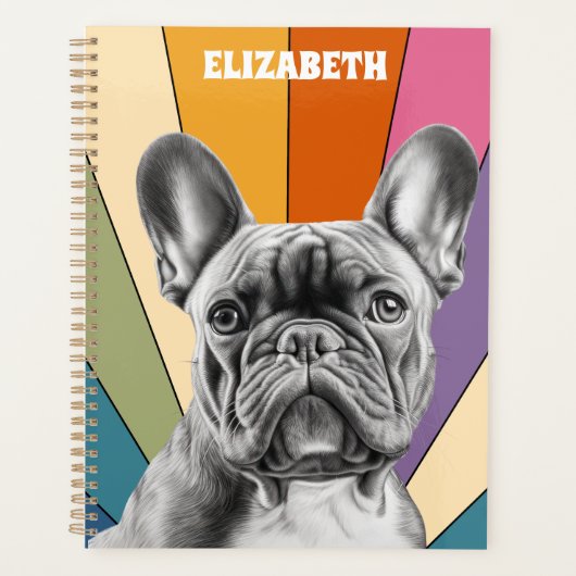 Retro Schattigee gepersonaliseerde regenboog Frans Planner (Voorkant)