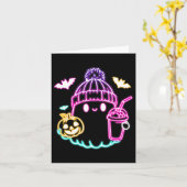 Retro Schattigee Ghost Coffee Drink Spooky Hallowe Kaart (Gele Bloem)