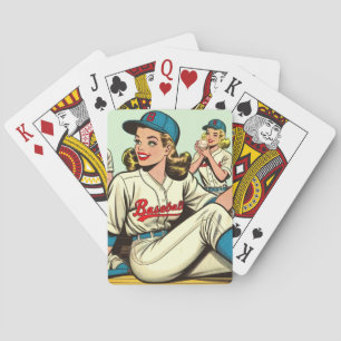 Retro Schattigee Honkbal Meisjes Comics Pokerkaarten