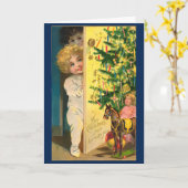 Retro Schattigee Kerst Kinder aangepaste bericht Kaart (Gele Bloem)