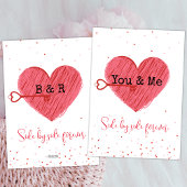 Retro Schattigee Liefde Rode Hart Valentijnsdag Feestdagenkaart