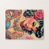Retro Schattigee Tattooed Pin-up Legpuzzel (Horizontaal)