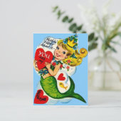  Retro Schattigee Zeemeermin Valentijn Kaart (Staand voorkant)
