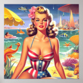 Retro Schattigee Zomer Pin-up Poster (Voorkant)