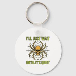 Retro Schedel Spin Funny Halloween T-Shirt Ontwerp Sleutelhanger