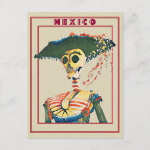  retro schedeldag van de doden briefkaart