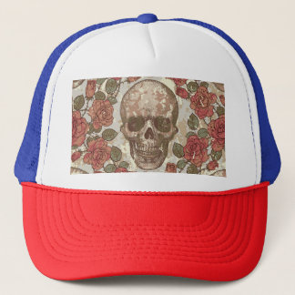 Retro schedels en Rozen Ornament Trucker Pet