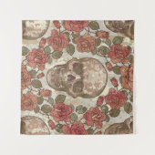 Retro schedels en Rozen Ornament Wandkleed (Voorkant (horizontaal))