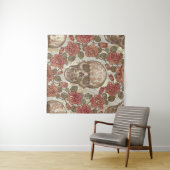 Retro schedels en Rozen Ornament Wandkleed (In Situ (horizontaal))
