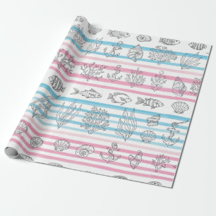 Retro Scheepvaart Waterverf Patroon (12) Cadeaupapier