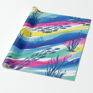 Retro Scheepvaart Waterverf Patroon (3) Cadeaupapier