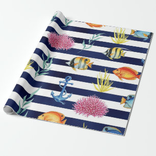Retro Scheepvaart Waterverf Patroon (8) Cadeaupapier