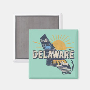Retro Schilderachtig Delaware Silhouette Magneet