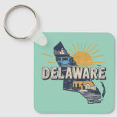 Retro Schilderachtig Delaware Silhouette Sleutelhanger (Voorkant)