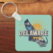 Retro Schilderachtig Delaware Silhouette Sleutelhanger (Voorkant)
