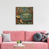 retro schildpad Boheemse Boho Woodland Canvas Afdruk (Insitu (Woonkamer))