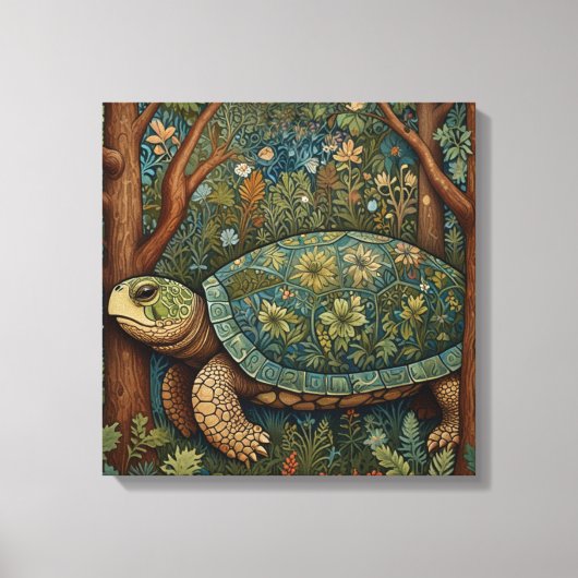 retro schildpad Boheemse Boho Woodland Canvas Afdruk (Voorkant)