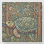 retro schildpad Boheemse Boho Woodland Stenen Onderzetter (Voorkant)