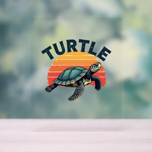 Retro schildpad T-shirt Acryl Bord (Neutraal)