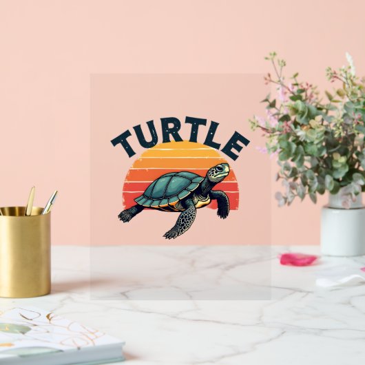 Retro schildpad T-shirt Acryl Bord (Huwelijk)