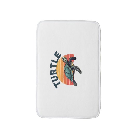 Retro schildpad T-shirt Badmat (Voorkant Verticaal)