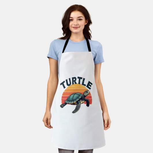 Retro schildpad T-shirt Schort (Gedragen)