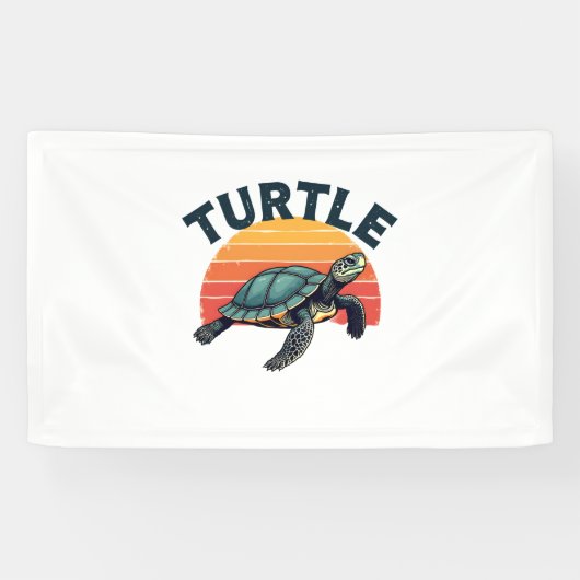 Retro schildpad T-shirt Spandoek (Horizontaal)