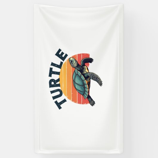 Retro schildpad T-shirt Spandoek (Verticaal)