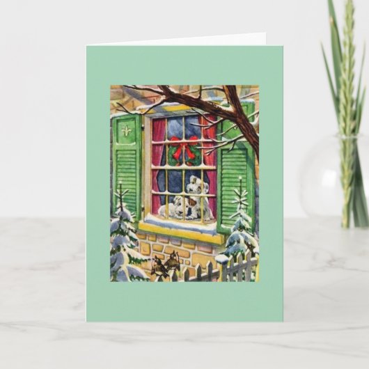 Retro Schnauzer Puppy Kerst Kaart (Voorkant)