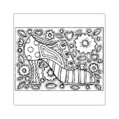 RETRO SCHOEN MODE, MUIS IN HUIS, FLOWER POWER 	RUBBERSTEMPEL (Afrduk)