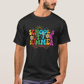 Retro school is uit voor zomer laatste dag van sch t-shirt