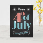 Retro schoolbord met vuurwerk voor 4 juli kaart (Gele Bloem)