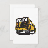 Retro schoolbus  geel bedankkaart (Voorkant / Achterkant)