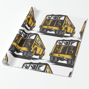 Retro schoolbus  geel cadeaupapier