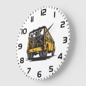 Retro schoolbus  geel grote klok (Hoek)