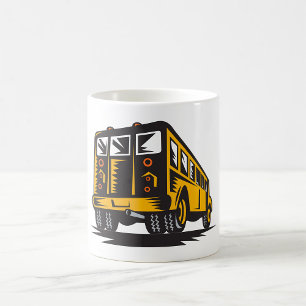 Retro schoolbus geel koffiemok