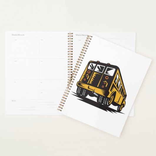 Retro schoolbus geel planner (Display)