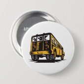Retro schoolbus  geel ronde button 7,6 cm (Voorkant /achterkant)
