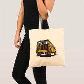 Retro schoolbus  geel tote bag